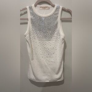 Elegant White Tank Top with Silver Accents